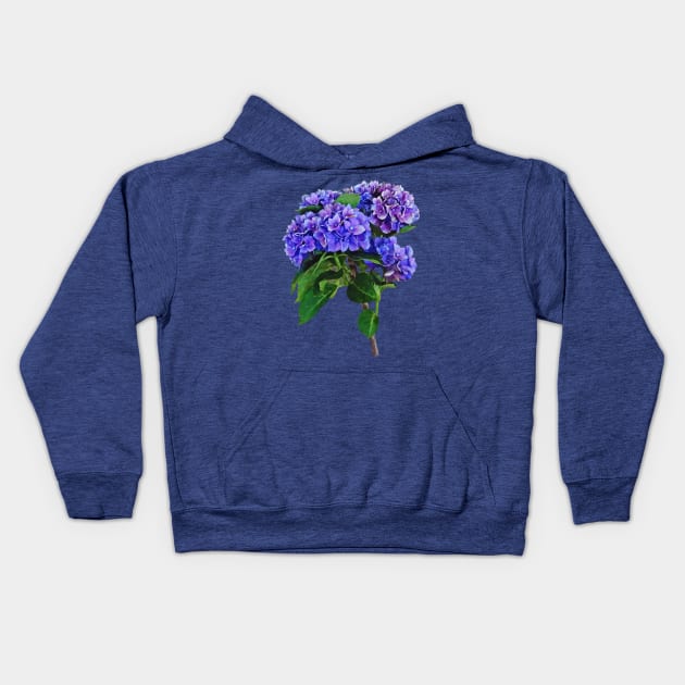 Dainty Blue Hydrangea Kids Hoodie by SusanSavad